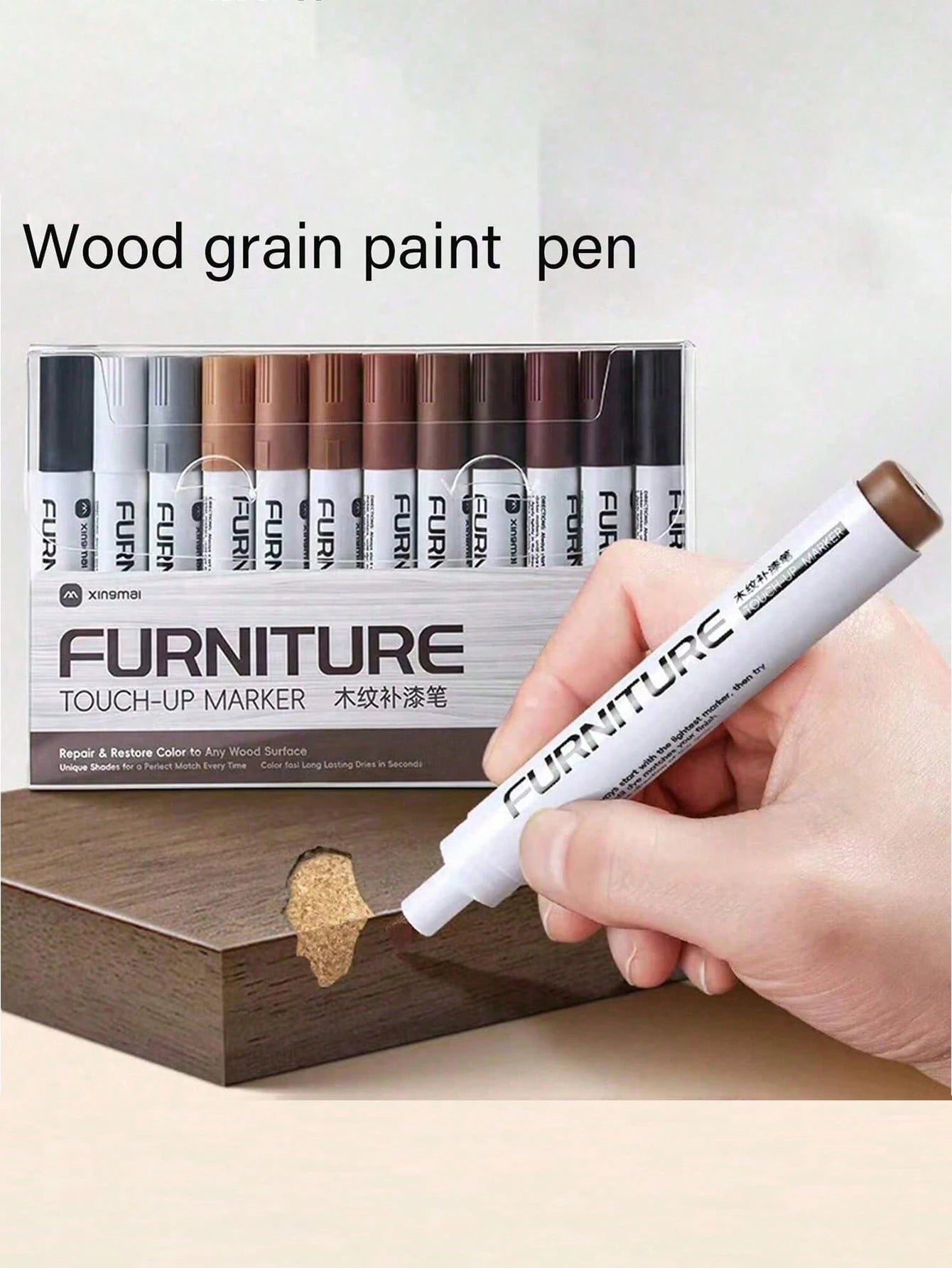 Low Odor Furniture Repair Paint Pen Suitable For Wood And Metal Multi-Color Scratch Repair Kit To Meet Your Needs In Different Scenarios Repair Cabinets, Doors, Sofas, Tables And Chairs, Wooden Cabine