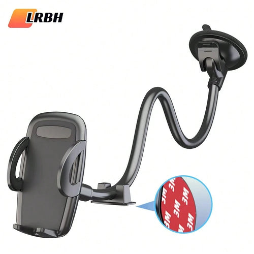 LRBH Solid Car & Truck Phone Holder, 11.8 Inch Gooseneck Long Arm, Industrial Grade Strong Suction Cup Phone Mount, Anti-Shake Stabilizer, Suitable For All Phones