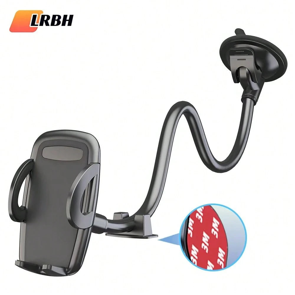 LRBH Solid Car & Truck Phone Holder, 11.8 Inch Gooseneck Long Arm, Industrial Grade Strong Suction Cup Phone Mount, Anti-Shake Stabilizer, Suitable For All Phones
