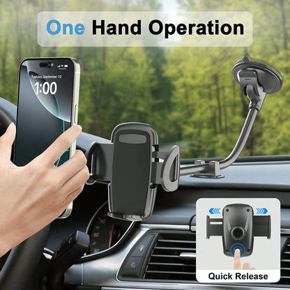 LRBH Solid Car & Truck Phone Holder, 11.8 Inch Gooseneck Long Arm, Industrial Grade Strong Suction Cup Phone Mount, Anti-Shake Stabilizer, Suitable For All Phones