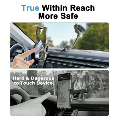 LRBH Solid Car & Truck Phone Holder, 11.8 Inch Gooseneck Long Arm, Industrial Grade Strong Suction Cup Phone Mount, Anti-Shake Stabilizer, Suitable For All Phones