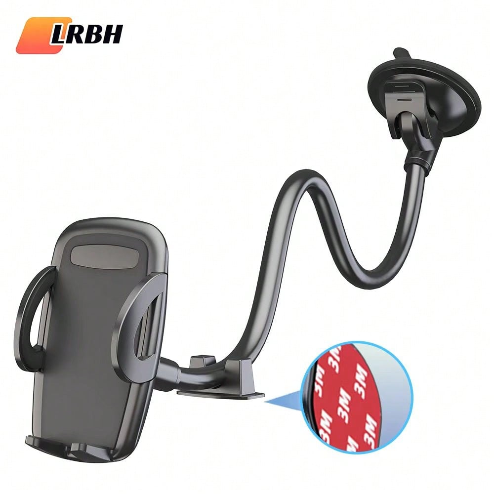 LRBH Solid Car & Truck Phone Holder, 11.8 Inch Gooseneck Long Arm, Industrial Grade Strong Suction Cup Phone Mount, Anti-Shake Stabilizer, Suitable For All Phones