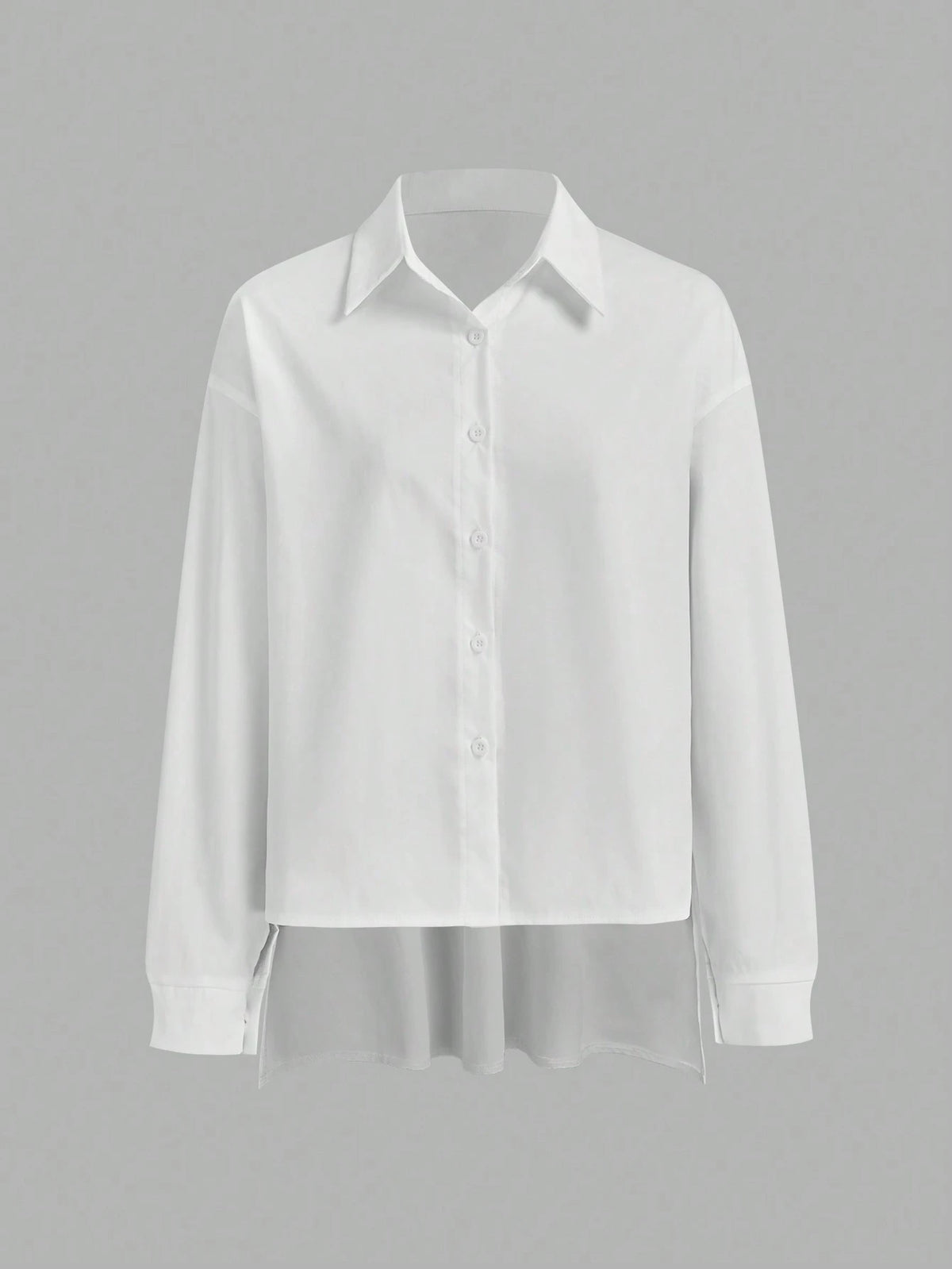 Lumivelle Solid Drop Shoulder High Low Hem Blouse Women Shirt,Long Sleeve Tops Fall Cloth For Women