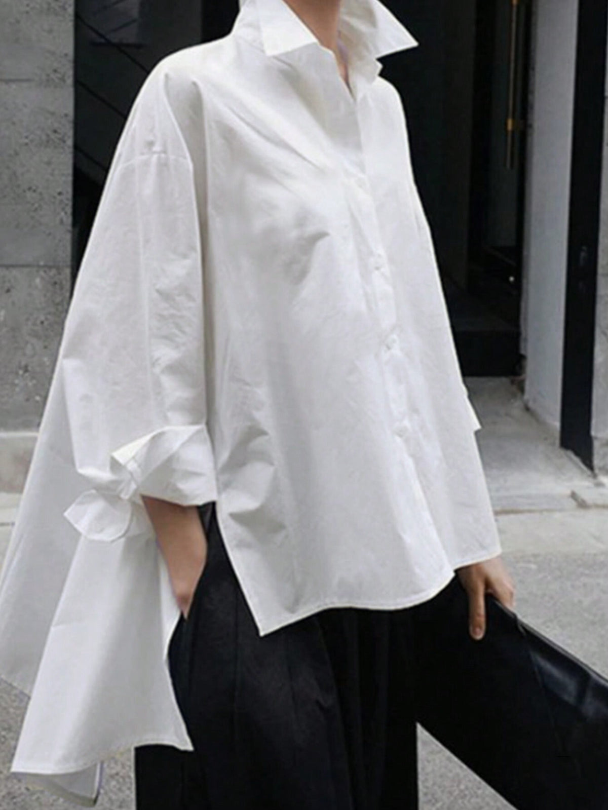 Lumivelle Solid Drop Shoulder High Low Hem Blouse Women Shirt,Long Sleeve Tops Fall Cloth For Women
