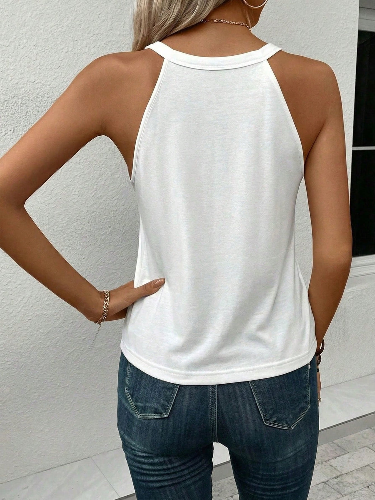 LUNE 95Cotton Women Casual Basic Outdoor Comfortable Halter Neck Camisole, Suitable For Summer Spring Cute White Top Sleeveless Cami Holiday