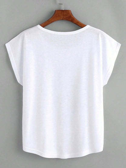 LUNE Butterfly Print Batwing Sleeve Tee Graphic Tees Women Tops