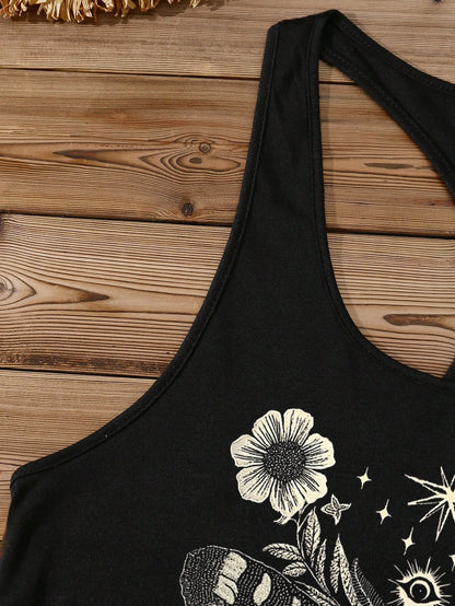 LUNE Butterfly Print Casual Camisole Tank Top For Plus Size, Summer