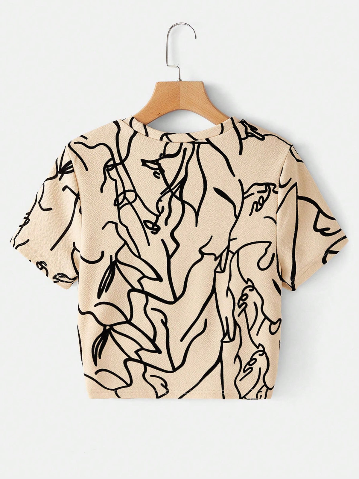 LUNE Casual Abstract Print Twist Short Sleeve T-Shirt,Casual