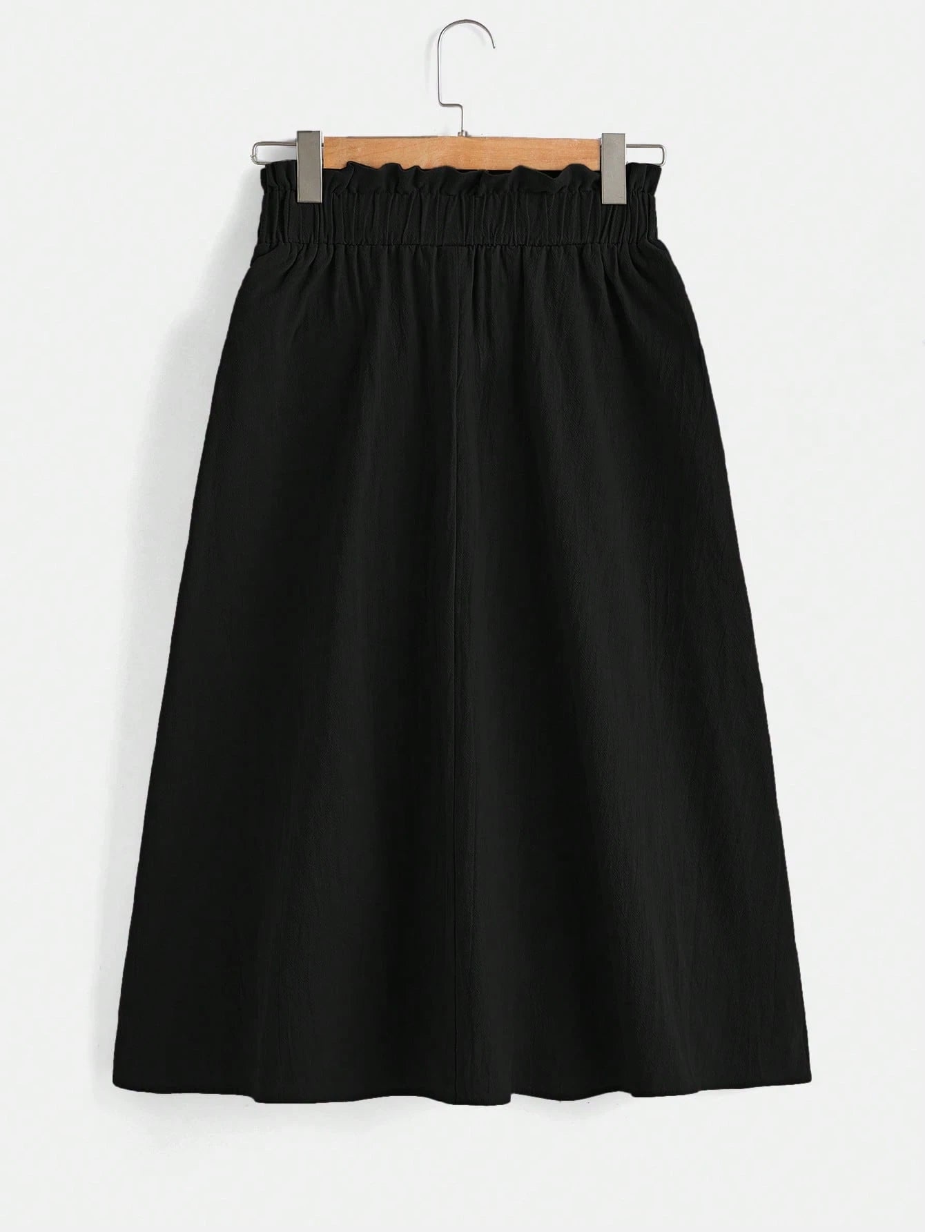 LUNE Paperbag Waist Hidden Pocket Solid Skirt,Casual
