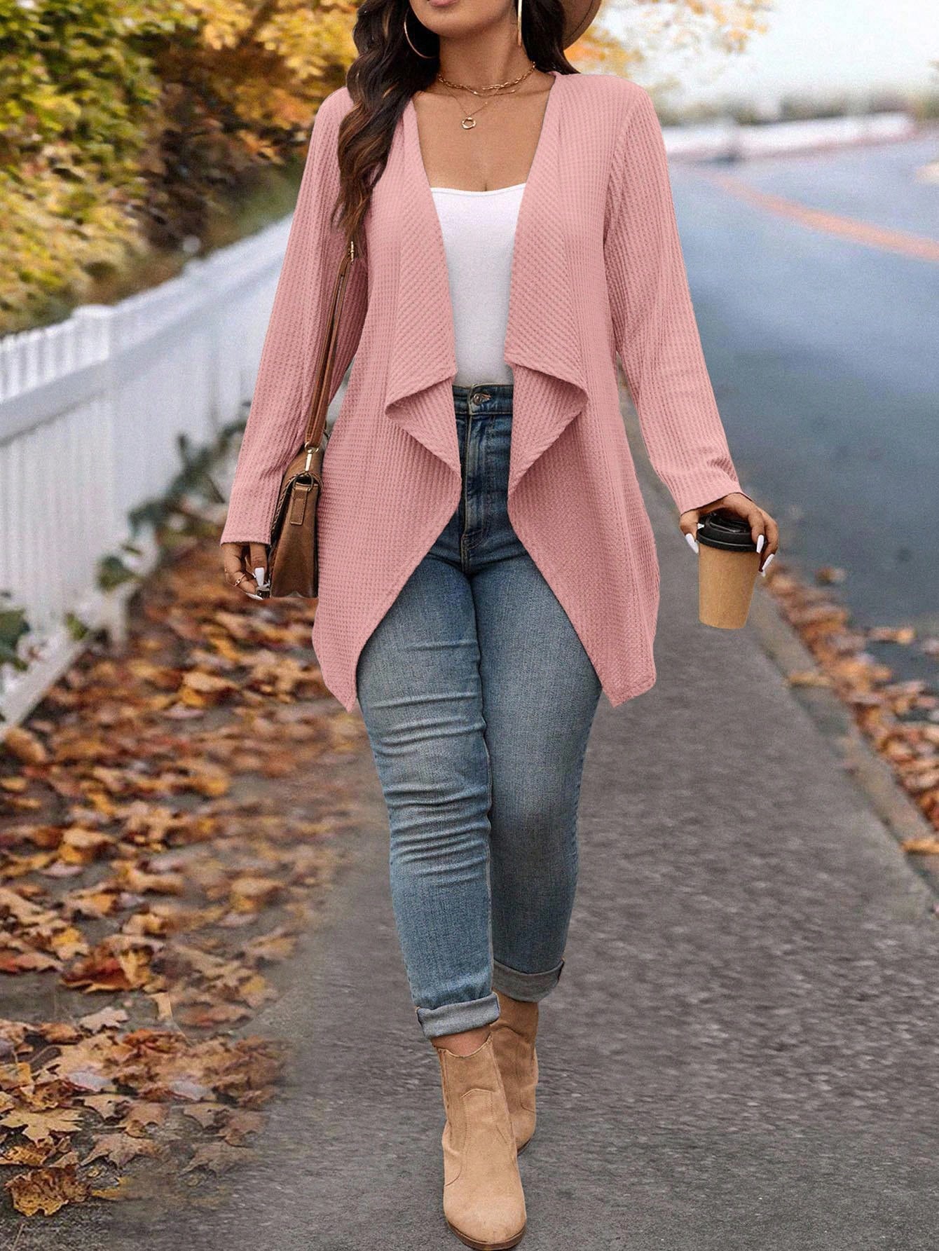 LUNE Plus Size Winter Fashion Asymmetrical Collar Design Long Knit Cardigan For Going Out And Work,Fall Clothes For Women Autumn