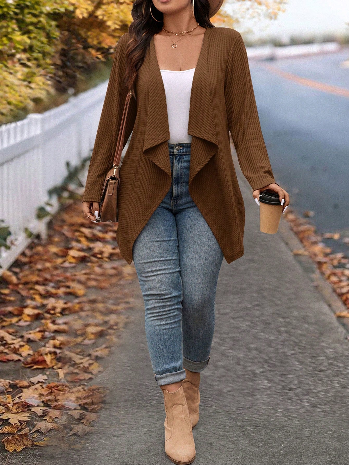LUNE Plus Size Winter Fashion Asymmetrical Collar Design Long Knit Cardigan For Going Out And Work,Fall Clothes For Women Autumn