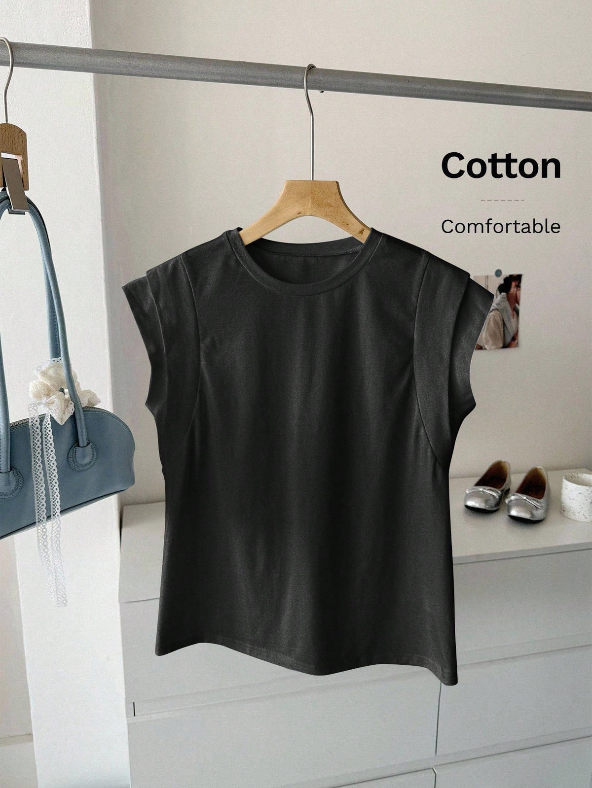 LUNE Regular Fit Yellow Short Sleeve Women T-Shirt With Batwing Style And Classic Design Cotton Top Summer Butter Solid Color