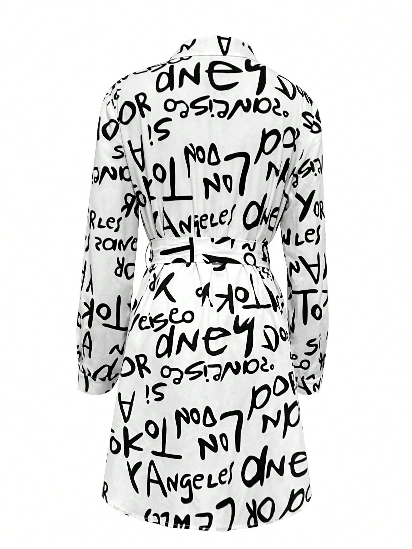 LUNE Shirt Collar Long Sleeve Printed Button Design Casual Women's Dress Fall Cloth For Women