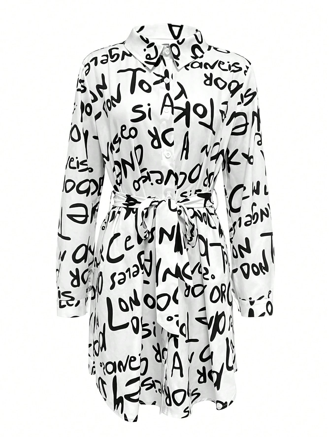 LUNE Shirt Collar Long Sleeve Printed Button Design Casual Women's Dress Fall Cloth For Women