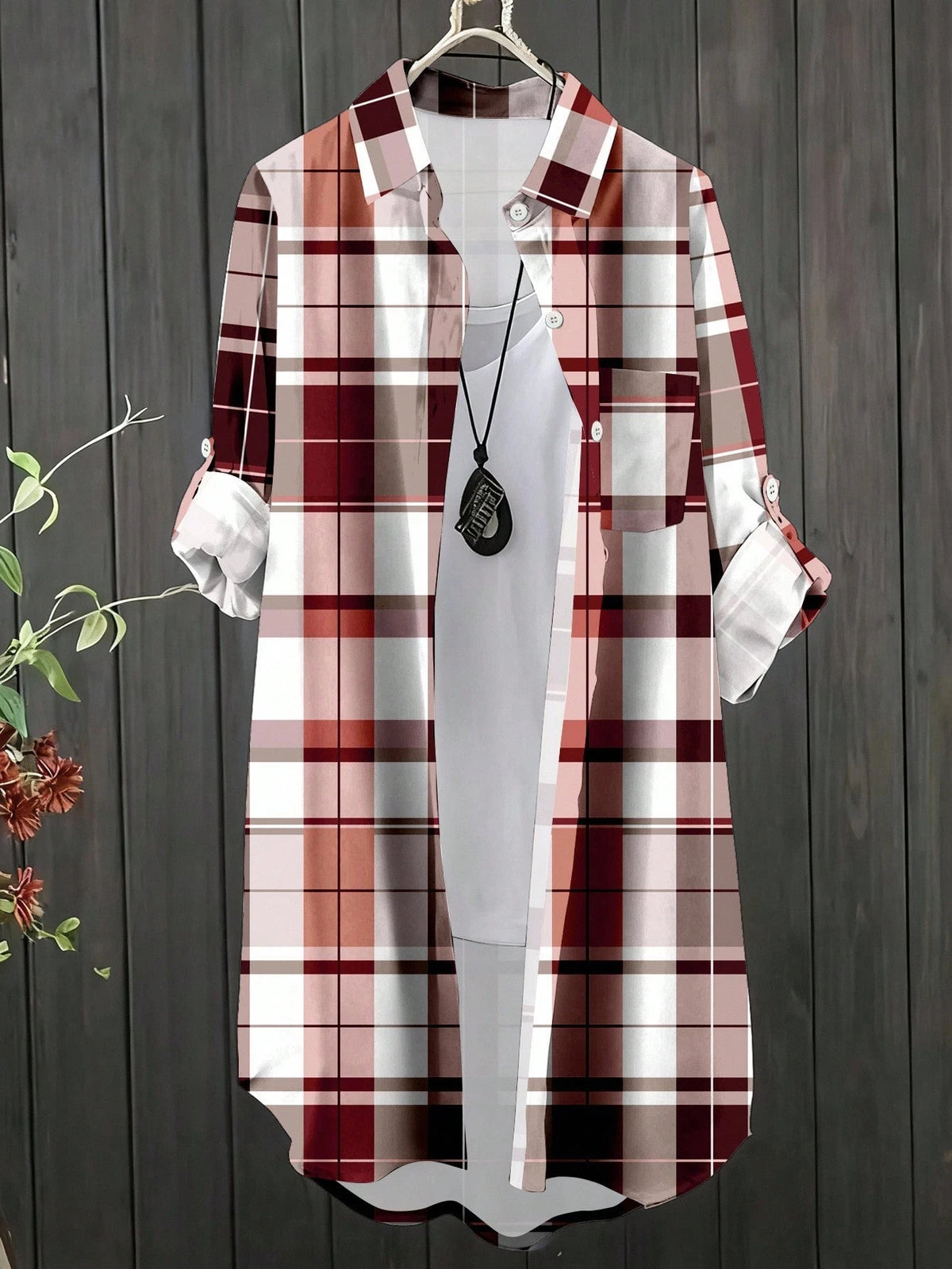 LUNE Women's Plaid Long Sleeve Minimalist Casual Shirt Fall Cloth For Women