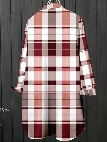LUNE Women's Plaid Long Sleeve Minimalist Casual Shirt Fall Cloth For Women
