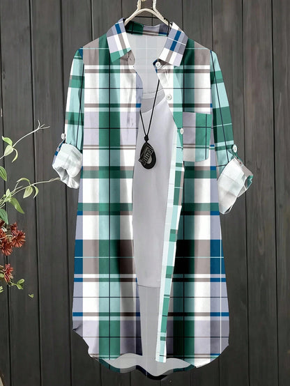 LUNE Women's Plaid Long Sleeve Minimalist Casual Shirt Fall Cloth For Women