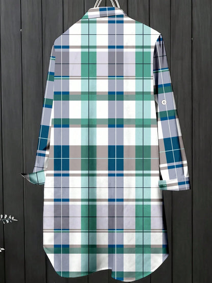 LUNE Women's Plaid Long Sleeve Minimalist Casual Shirt Fall Cloth For Women
