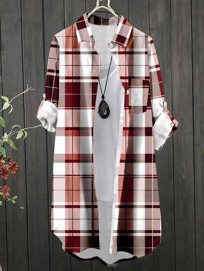 LUNE Women's Plaid Long Sleeve Minimalist Casual Shirt Fall Cloth For Women
