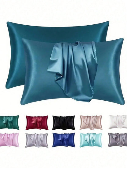 Luxurious Silky Soft Pillowcase- Breathable Skin-Friendly Cool Feel, Solid Color With Envelope Closure- Machine Washable Bedding Washed Silk Pillowcase Single Ice Silk Satin Silk Faux Silk Pillowcas