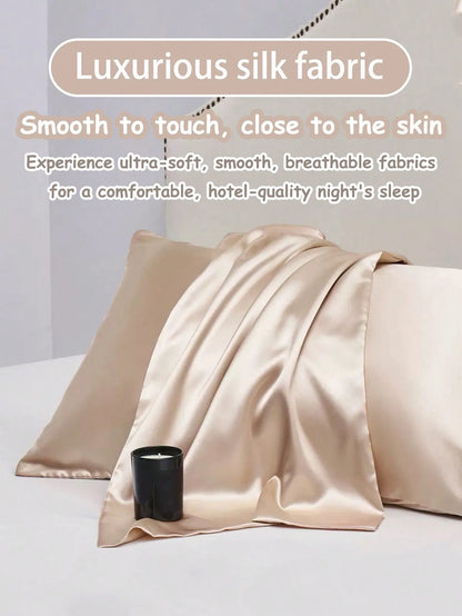 Luxurious Silky Soft Pillowcase- Breathable Skin-Friendly Cool Feel, Solid Color With Envelope Closure- Machine Washable Bedding Washed Silk Pillowcase Single Ice Silk Satin Silk Faux Silk Pillowcas
