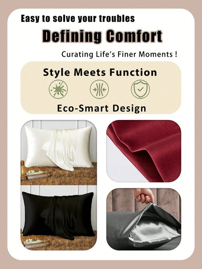 Luxurious Silky Soft Pillowcase- Breathable Skin-Friendly Cool Feel, Solid Color With Envelope Closure- Machine Washable Bedding Washed Silk Pillowcase Single Ice Silk Satin Silk Faux Silk Pillowcas