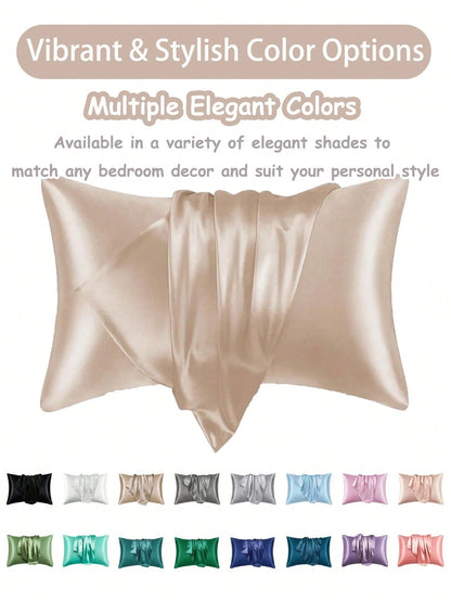 Luxurious Silky Soft Pillowcase- Breathable Skin-Friendly Cool Feel, Solid Color With Envelope Closure- Machine Washable Bedding Washed Silk Pillowcase Single Ice Silk Satin Silk Faux Silk Pillowcas