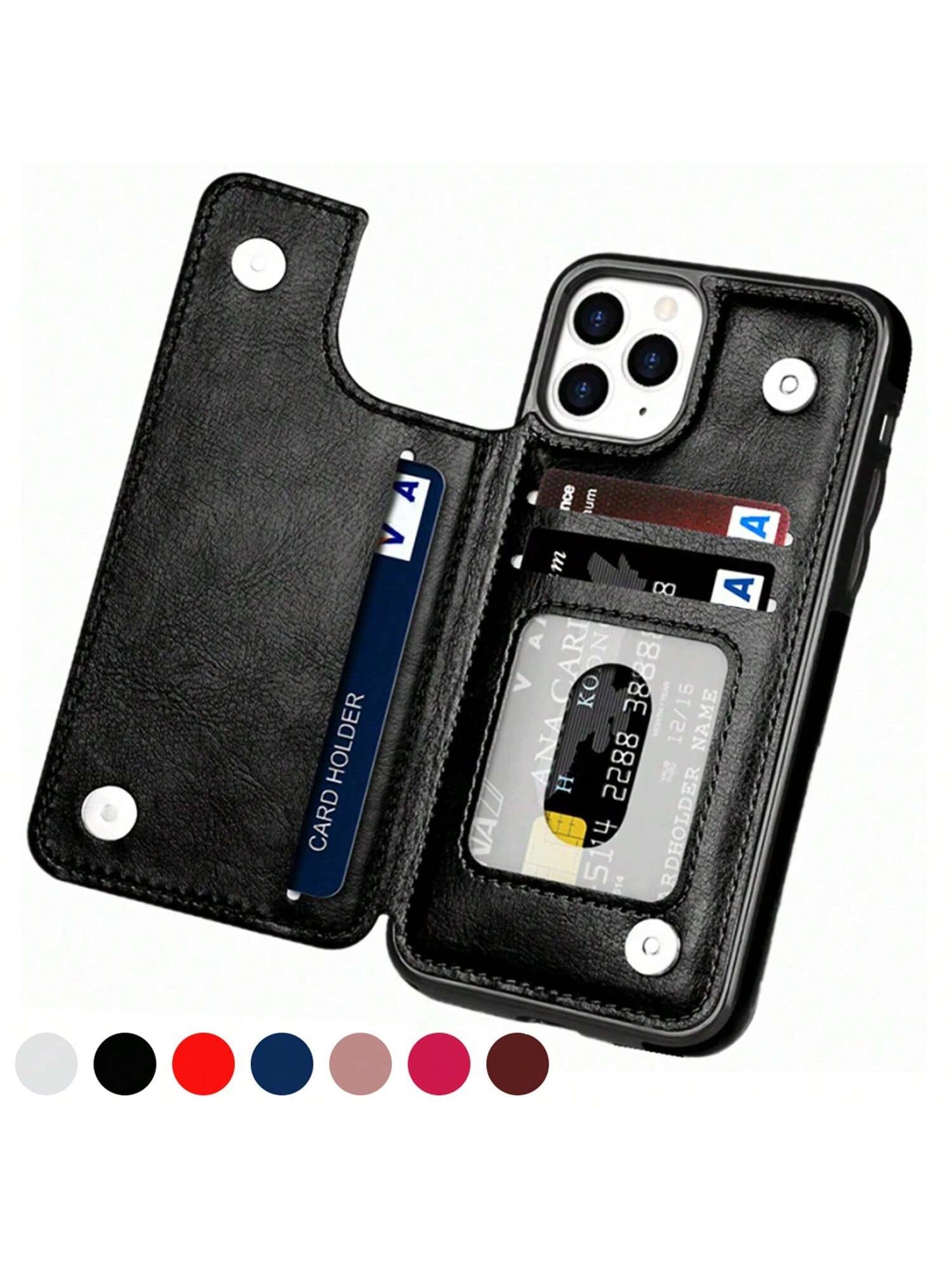 Luxury Durable Wallet Phone Case, Compatible With 16e 16 15 14 13 12 11 Pro Max SE X XR XS Max 8 7 6 6S Plus, And Galaxy S25 S24 S23 S22 S21 S20 Ultra A13 A14 A15 A35 A53 A54 A55 S23 FE S24 FE. With K