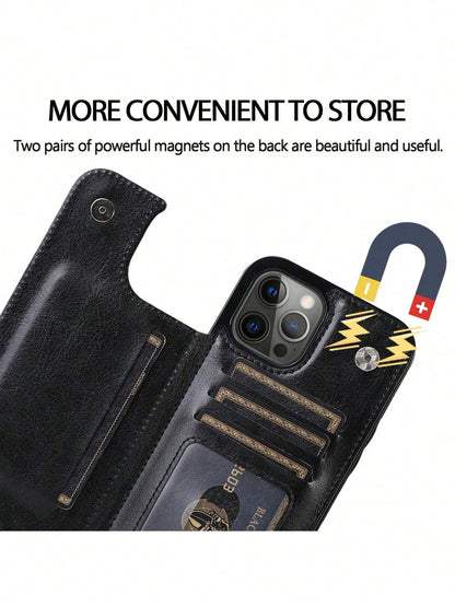 Luxury Durable Wallet Phone Case, Compatible With 16e 16 15 14 13 12 11 Pro Max SE X XR XS Max 8 7 6 6S Plus, And Galaxy S25 S24 S23 S22 S21 S20 Ultra A13 A14 A15 A35 A53 A54 A55 S23 FE S24 FE. With K