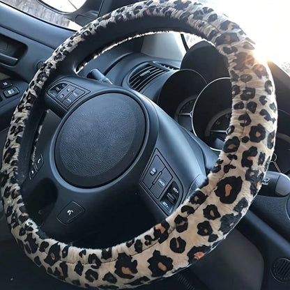 Luxury Leopard Print Car Seat Protector Set, 15Pieces Leopard Print Car Seat Covers, Steering Wheel Cover, Seat Belt Cushions, Perfect For Most Vehicles
