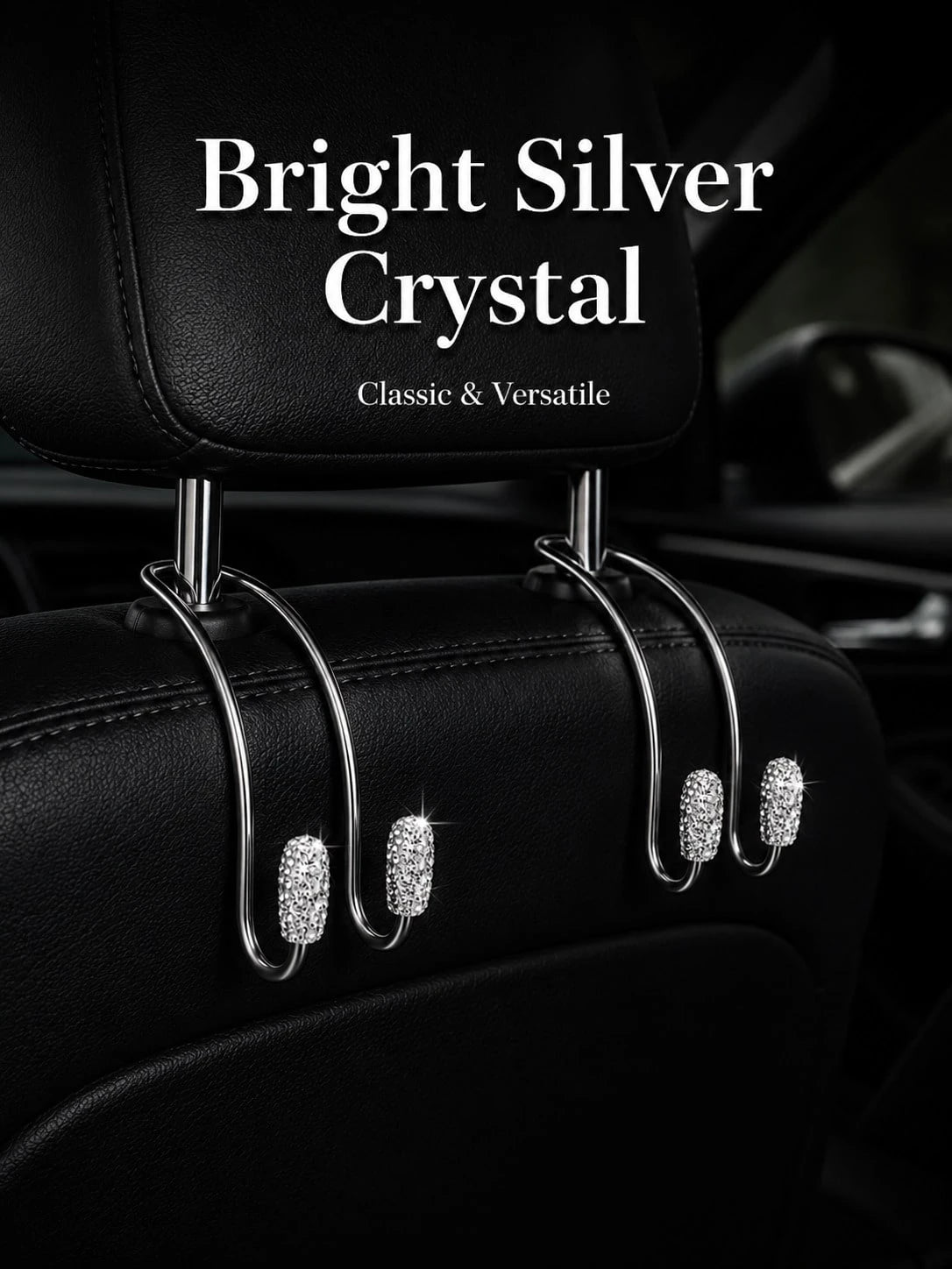Luxury Rhinestone Car Headrest Hook, Crystal Shiny Metal Car Seat Back Hook, Universal Multi-Function Car Rear Seat Storage Hook, Suitable For Handbags, Shopping Bags, Umbrellas, Universal Fit For SUV