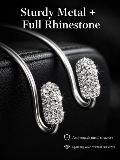 Luxury Rhinestone Car Headrest Hook, Crystal Shiny Metal Car Seat Back Hook, Universal Multi-Function Car Rear Seat Storage Hook, Suitable For Handbags, Shopping Bags, Umbrellas, Universal Fit For SUV