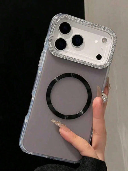 Luxury Rhinestone Magnetic Phone Case, Compatible With IPhone 17 Pro Max 17 16 15 14 13 Pro Max 16 15 14 Plus, Supports Wireless Charging, Protects Ba