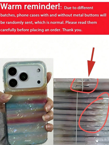 Luxury Shiny Rainbow Striped Seashell Pattern Laser Glossy Gradient Phone Case, Suitable For IPhone 17 Pro Max, 17 Pro, 16 Pro Max, 15, 14 Pro, 13, 12 Pro, 14, 16 Plus, 17 Air, 11, 13 And Other Models