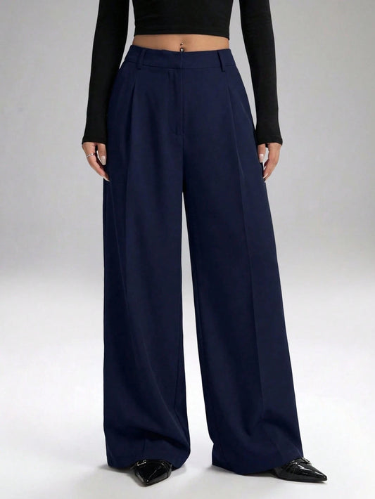 LYSMO Solid Color High Waisted Pants