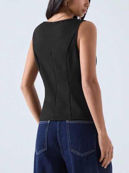 LYSMO Women's Summer Fashionable Designer Black Top
