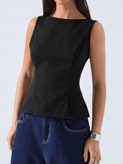LYSMO Women's Summer Fashionable Designer Black Top