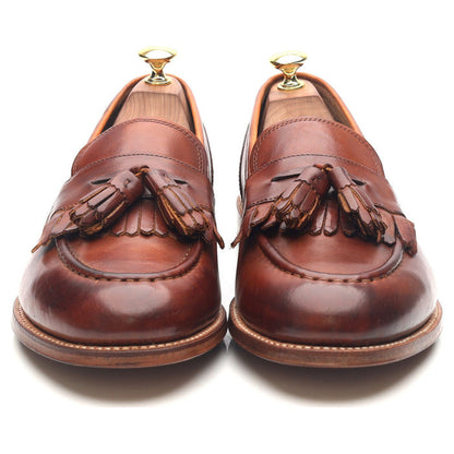 'Mackenzie' Tan Brown Leather Tassel Loafers UK 8.5 E