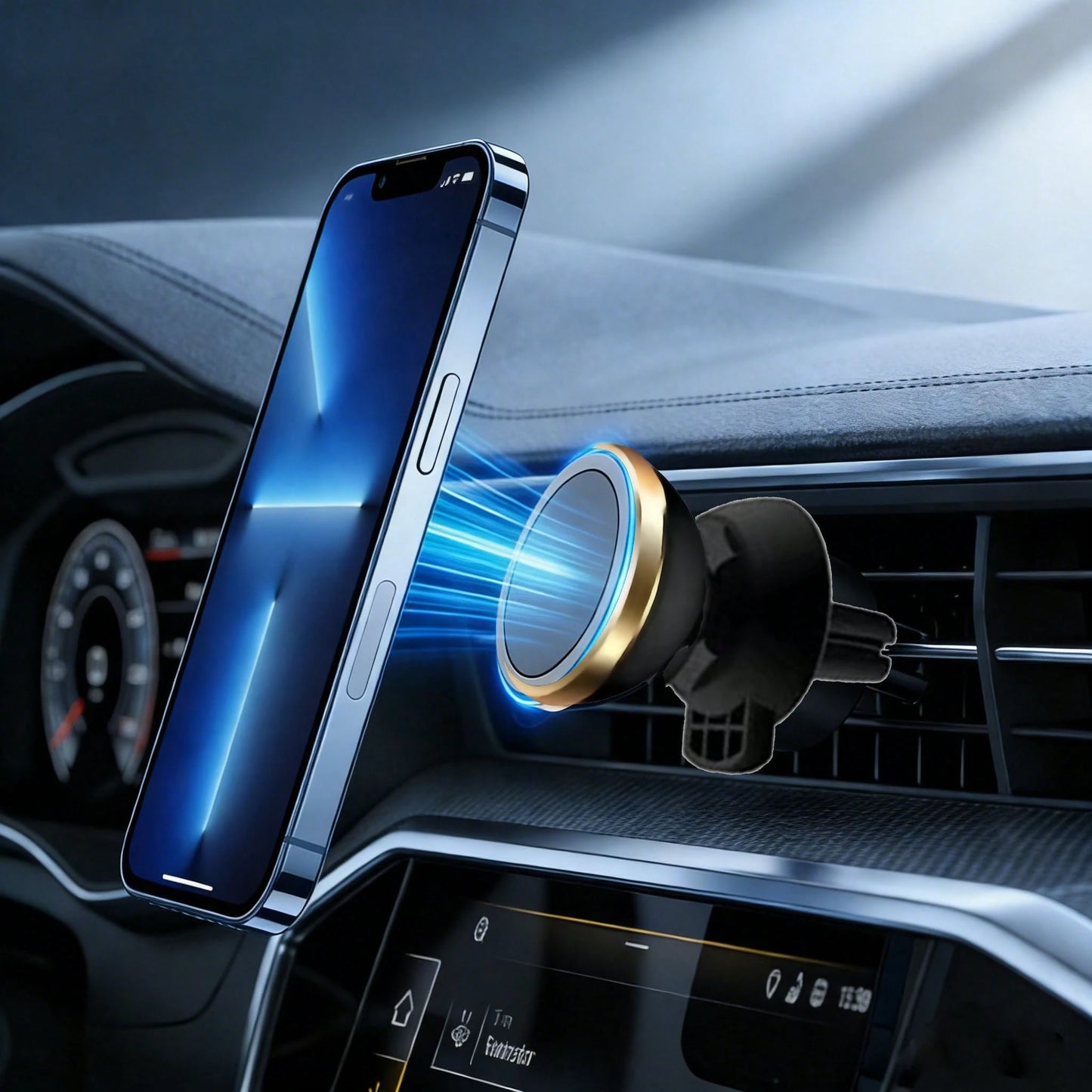 Magnetic Car Phone Holder Clip, Sturdy Grip, Anti-Shake, 360° Rotation, Flexible Viewing Angle, Easy Installation, Suitable For All Phones