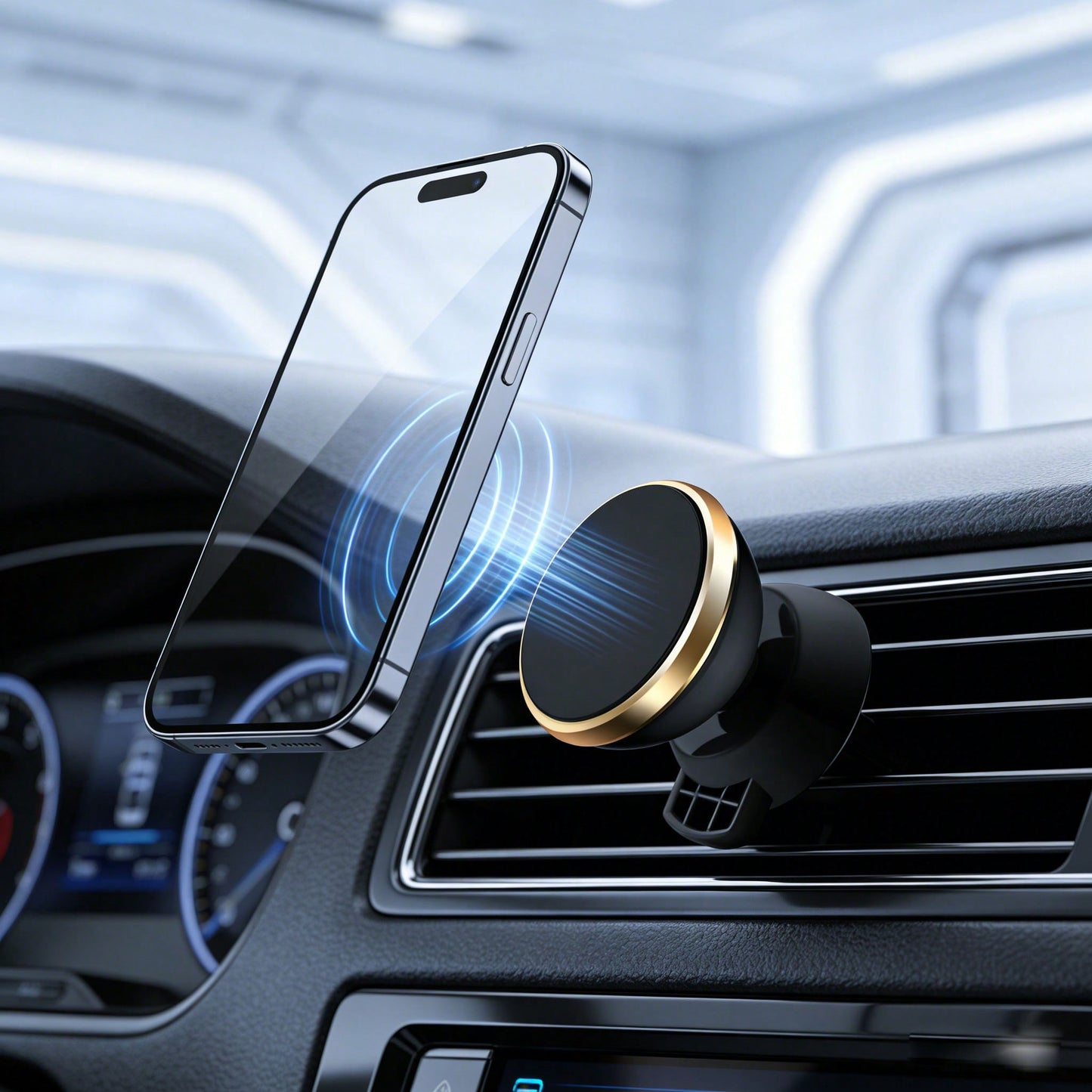 Magnetic Car Phone Holder Clip, Sturdy Grip, Anti-Shake, 360° Rotation, Flexible Viewing Angle, Easy Installation, Suitable For All Phones
