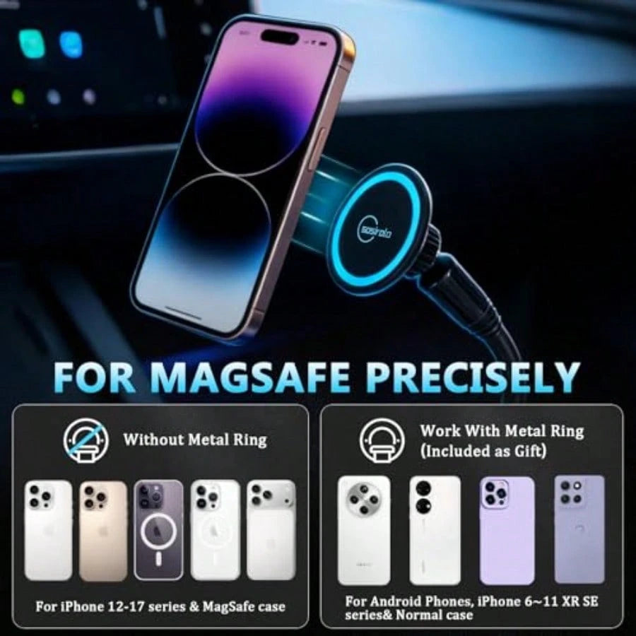 Magnetic Cup Holder Phone Holder For Magsafe, 360 Adjustable Long Gooseneck Powerful N54 Magnet Cell Phone Mount For Car Compatible With IPhone All Smartphones