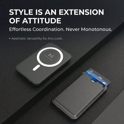 Magnetic Wireless Power Bank With Card Holder, 5000mAh Compact Portable Phone Charger, 15W Magnetic Charging & 22.5W Fast Wired Charging, Slim Lightweight Li-Polymer Battery Pack, Travel Essential Com