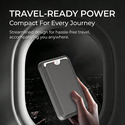 Magnetic Wireless Power Bank With Card Holder, 5000mAh Compact Portable Phone Charger, 15W Magnetic Charging & 22.5W Fast Wired Charging, Slim Lightweight Li-Polymer Battery Pack, Travel Essential Com