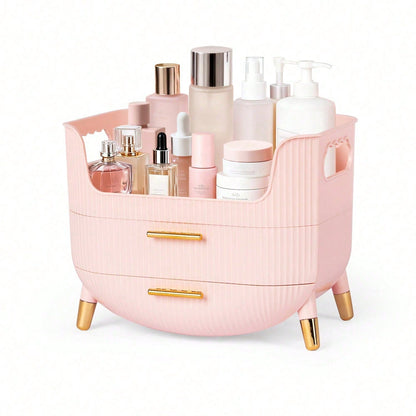 Makeup Organizer With Drawers,Skincare Plastic Storage For Vanity,Large Cosmetic Display Case For Dresser With Handle,Large Capacity Bathroom Countertop