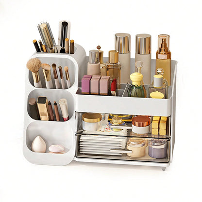 Makeup Organizer With Drawers, Combination Large Capacity Countertop Organizer For Vanity, Bathroom And Bedroom Desk Cosmetics Organizer, Easy To Storage Skincare, Brushes, Eyeshadow, Lotions, Lipstic