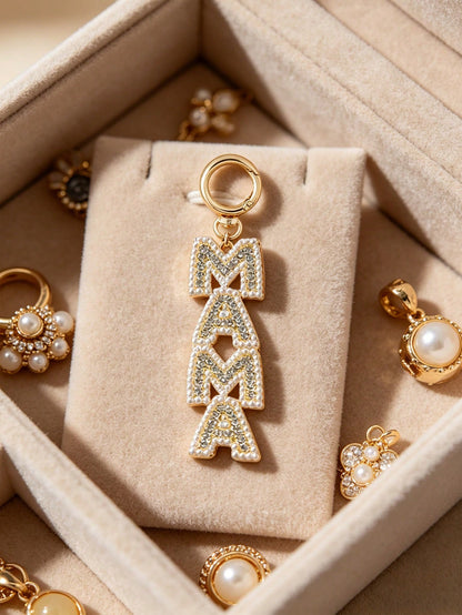 Mama Keychain For Women, Creative Letter Alloy Jewelry With Diamond & Pearl Inlay, Mom Birthday Mother's Day Gift, Key Ring Bag Charm Purse Accessory, Cute Fashion Pendant For Keys Bags, Party Favor F