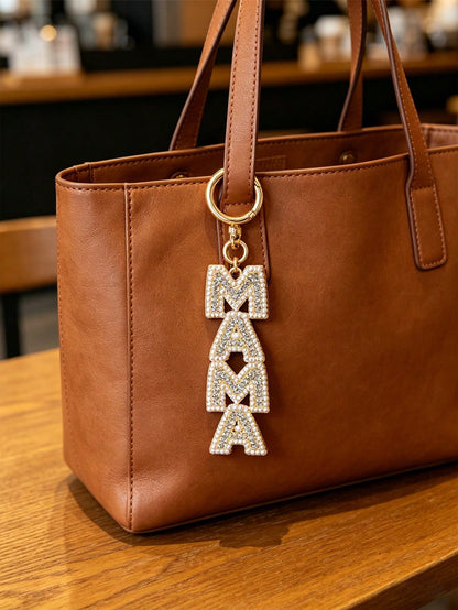 Mama Keychain For Women, Creative Letter Alloy Jewelry With Diamond & Pearl Inlay, Mom Birthday Mother's Day Gift, Key Ring Bag Charm Purse Accessory, Cute Fashion Pendant For Keys Bags, Party Favor F
