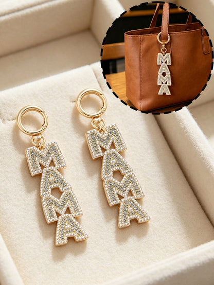 Mama Keychain For Women, Creative Letter Alloy Jewelry With Diamond & Pearl Inlay, Mom Birthday Mother's Day Gift, Key Ring Bag Charm Purse Accessory, Cute Fashion Pendant For Keys Bags, Party Favor F