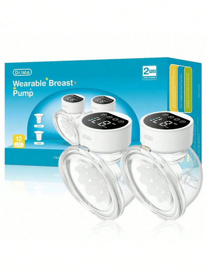 MAMIJOY 2pcs/Set 180ml Wearable Electric Breast Pump, 4 Modes With 12 Adjustable Levels, Low Noise Anti-Leakage Design