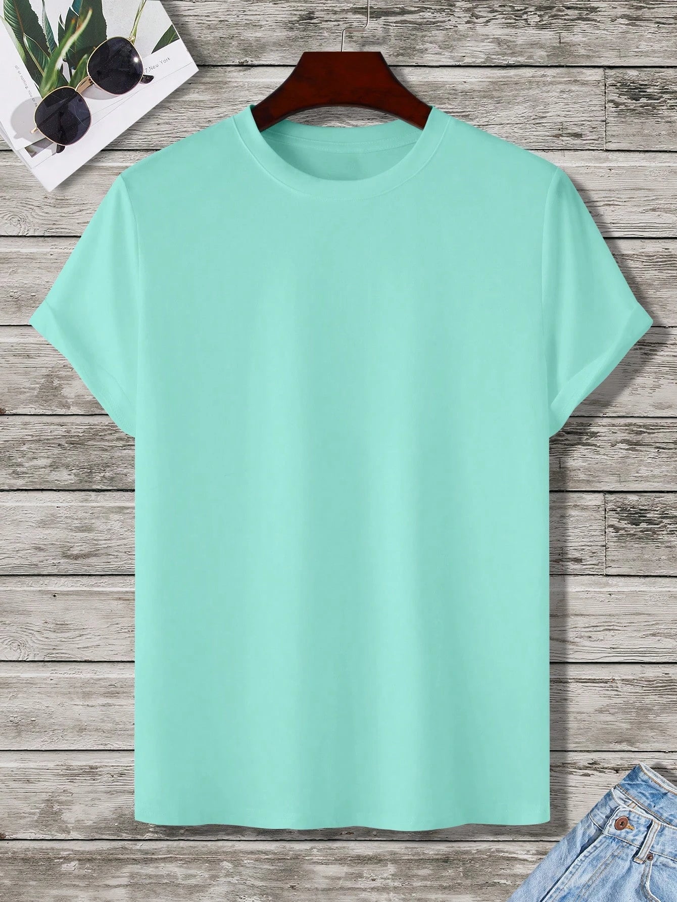 Manfinity Homme Men's Plain Round Neck Short Sleeve Simple Top, Casual Everyday Wear Men T-Shirts Casual Plain T-Shirts Casual Tee